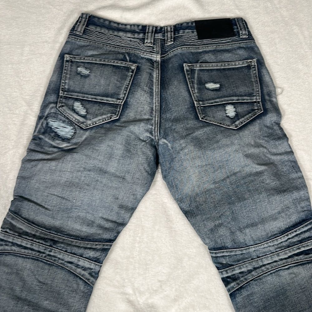 Smoke Rise Original Vintage Denim Men's Distressed Washed Blue Jeans Size 34 - Picture 5 of 6